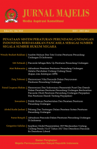 JURNAL MAJELIS Edisi 05 : Penataan Sistem Peratura Perundang-undangan Indonesia Berdasarkan Pancasila Sebagai Sumber Segala Sumber Hukum Negara.