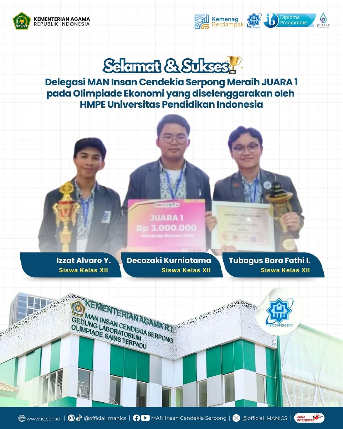 Juara 1 pada Olimpiade Ekonomi 2026 yang diselenggarakan oleh HMPE Universitas Pendidikan Indonesia